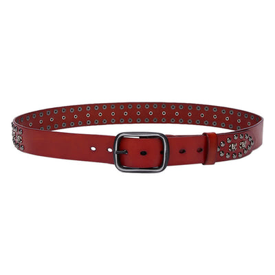 Studded Gothic MIni Skull Rivets Leather Belt