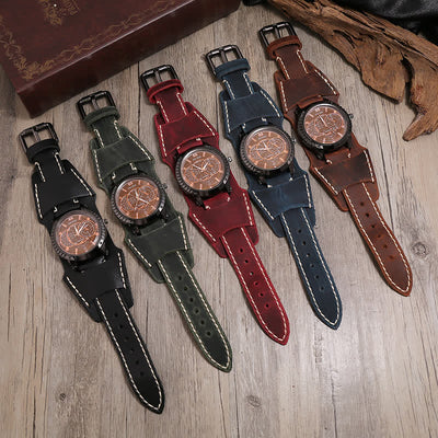 Men's Luxury Big Dial Bracelet Leather Watch