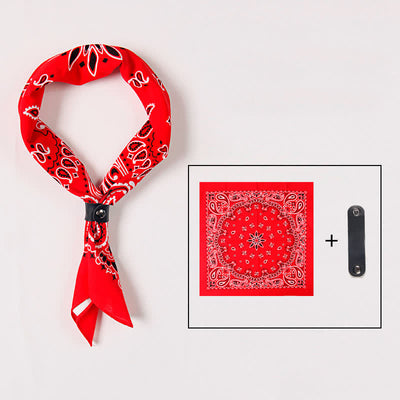 Fasion Paisley Printed Square Scarf with Scarf Buckle