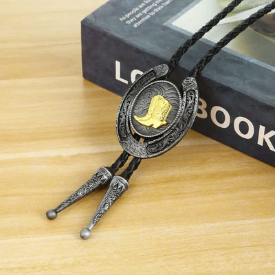 Delicate Animal Two Tone Horseshoe Shape Bolo Tie