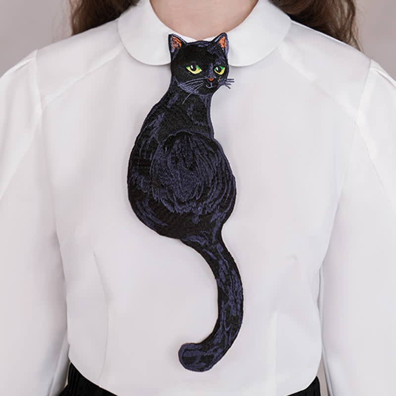 Women's Cool Black Cat Zipper Necktie