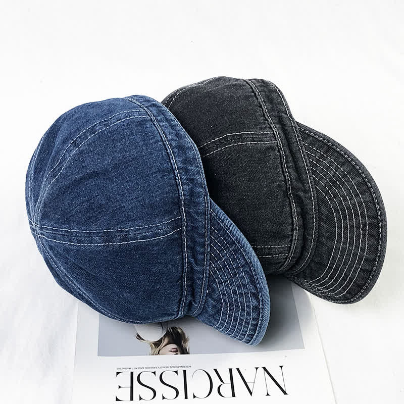 Casual Denim Cotton White Stitching Baseball Cap