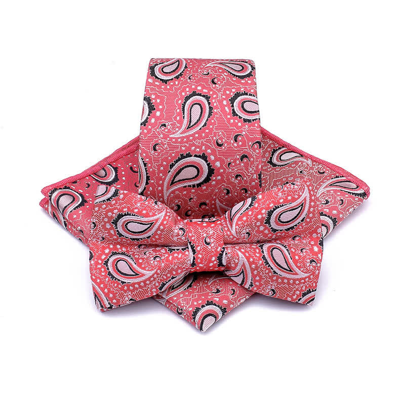 3Pcs Men's Cashew Flower Casual Bow Tie Necktie Set