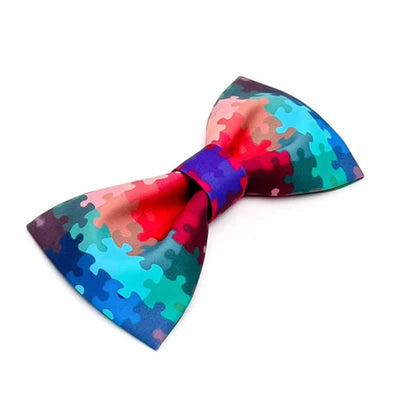 Men's Current Multicolored Puzzle Printing Bow Tie