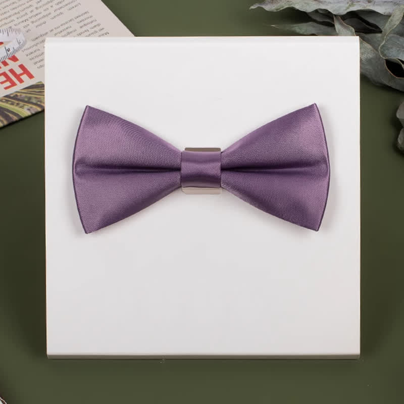 Men's Purple Mercerized Solid Color Bow Tie