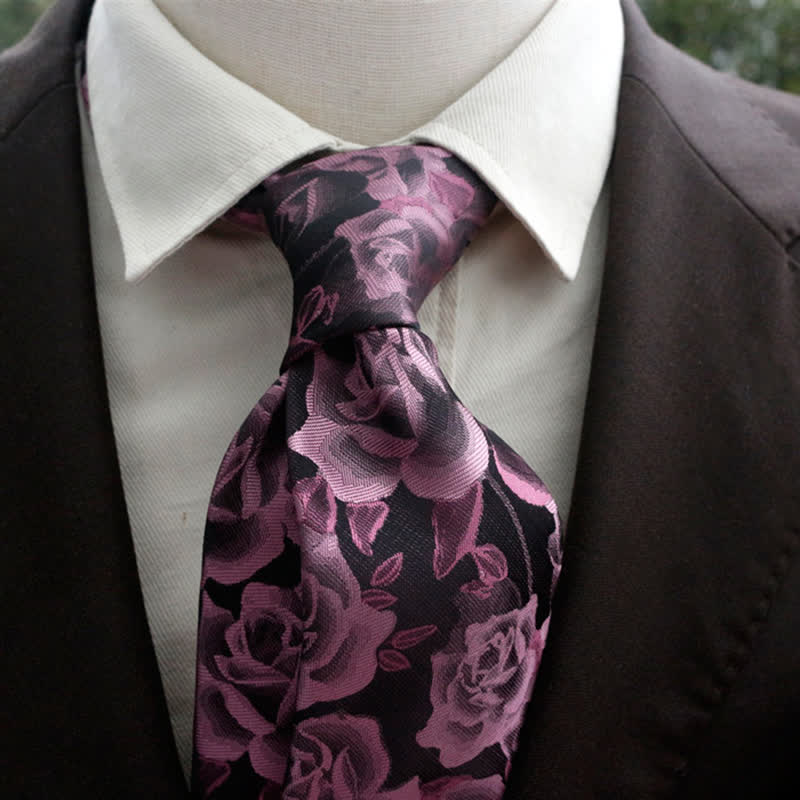 Men's Casual Personality Large Rose Floral Necktie