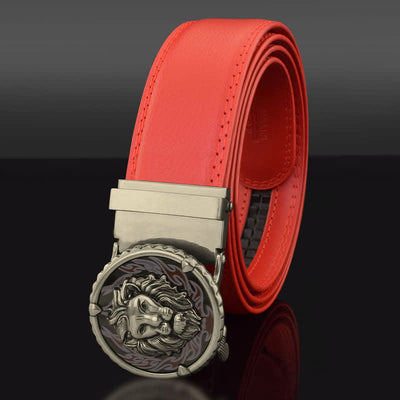 Men's Retro Lion Head Automatic Buckle Leather Belt