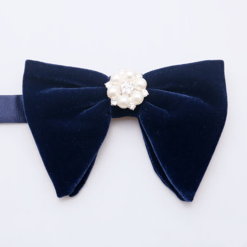 Men's Gold Pearl Velvet Oversized Pointed Bow Tie