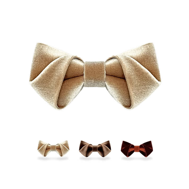 Men's Champagne Brown Series Solid Color Velvet Bow Tie