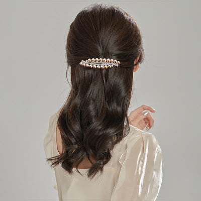 Women's Double-Row Faux Pearl Hair Clip