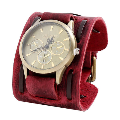 Men's Retro Cool Punk Weave Cuff Leather Watch