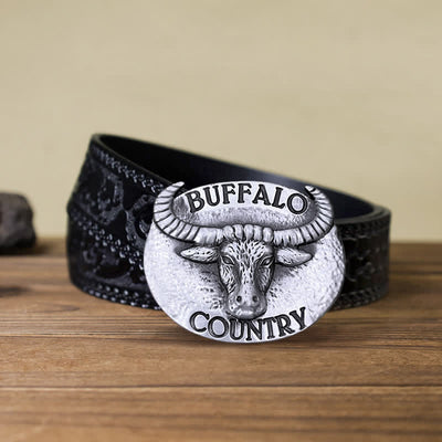 Men's DIY Buffalo Country Buckle Leather Belt