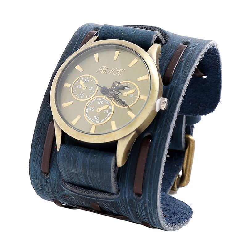 Men's Retro Cool Punk Weave Cuff Leather Watch