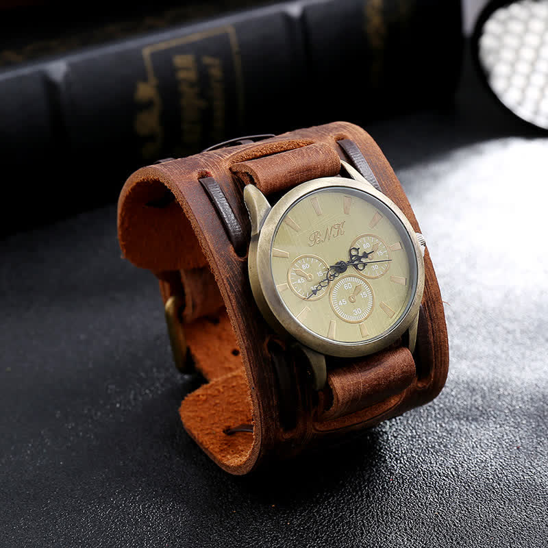 Men's Retro Cool Punk Weave Cuff Leather Watch