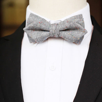 Men's Gray Palette Colorful Dots Linen Bow Tie