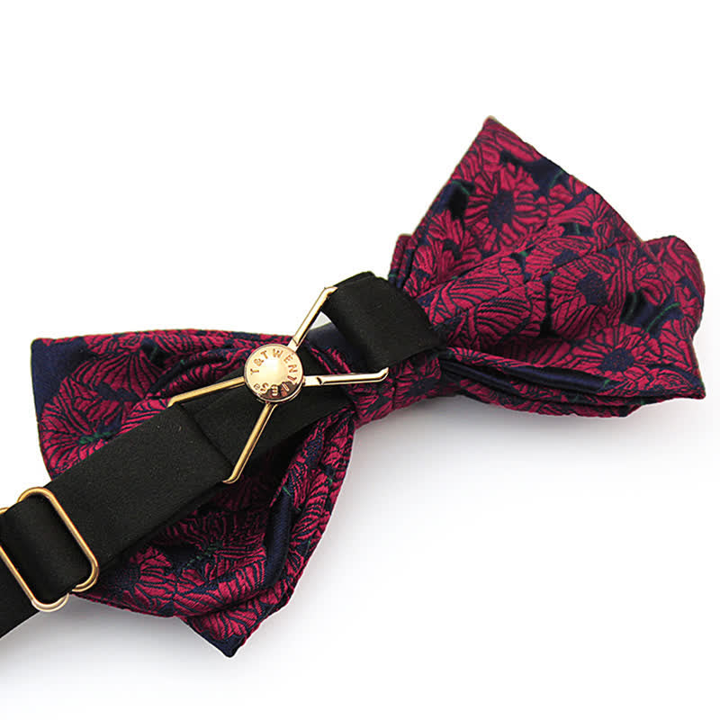 Men's Unique Mustache Shape Floral Bow Tie