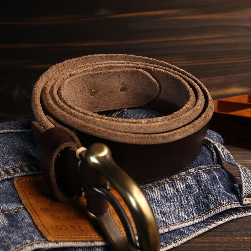 Men's Handmade Distressed Thicken Retro Leather Belt