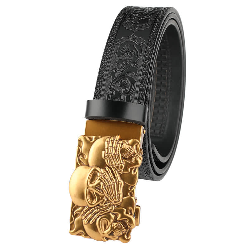 Men's Horrible Laugh Skull Automatic Buckle Leather Belt