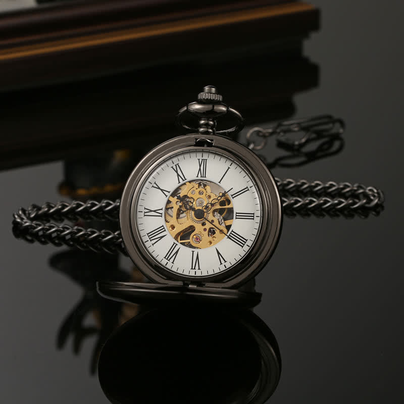 Casual Double Hunter Case Mechanical Pocket Watch