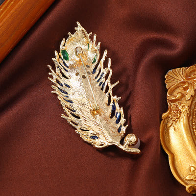 Women's Enamel Phoenix Feather Crystal Brooch