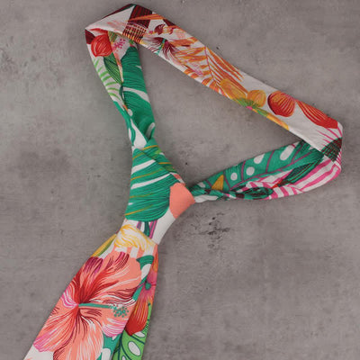 Men's Cotton Printed Floral Skinny Necktie