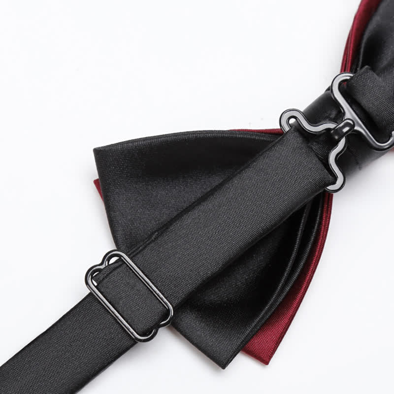 Men's Red Black Double-Layered Wedding Groom Bow Tie