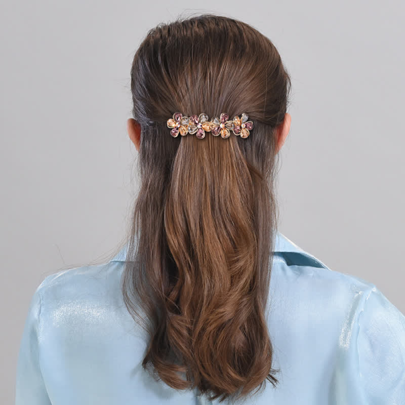 Women's Cute Crystal Flower Horizontal Hair Clip