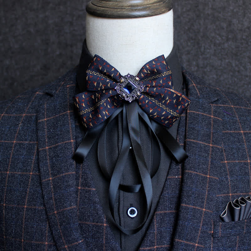 Classic British Style Ribbon Tassel Bow Tie