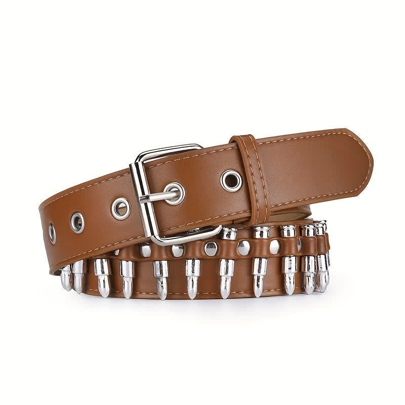 Stylish Punk Bullets Rivet Decor Leather Belt