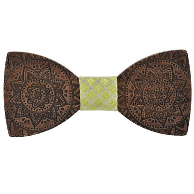 Men's Engraving Luxury Flower Wooden Bow Tie