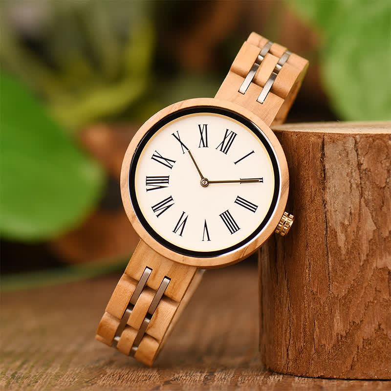 Women's Minimalist Roman Numerals Wooden Watch