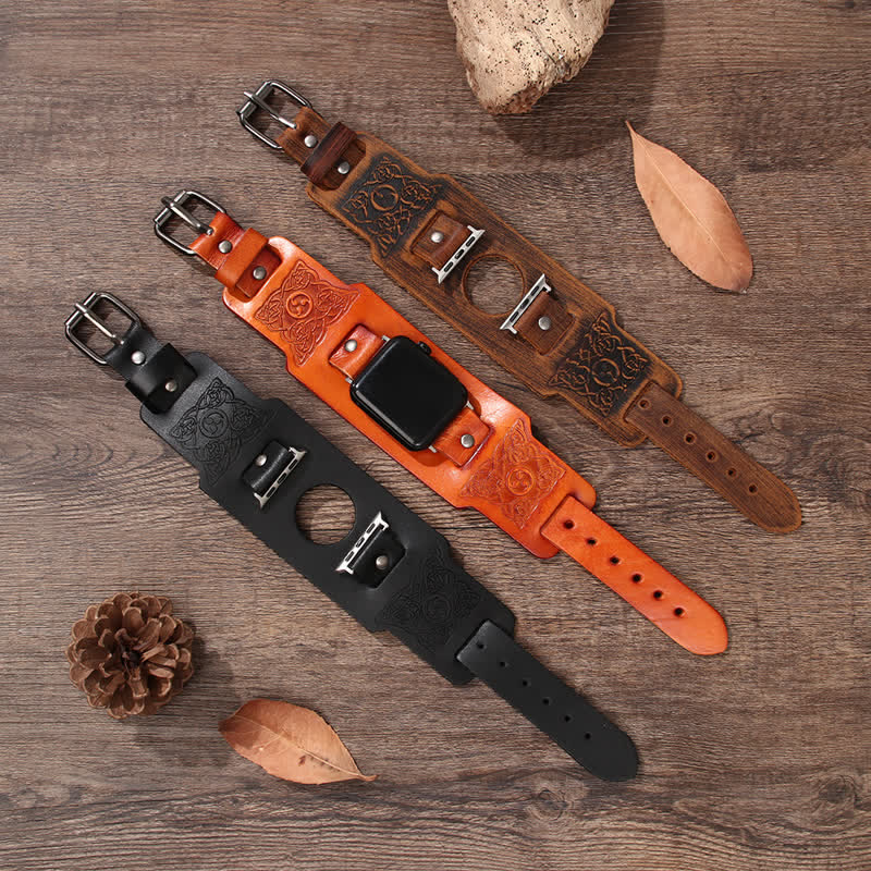 Viking Celtic Knot Totem Leather Watch Band