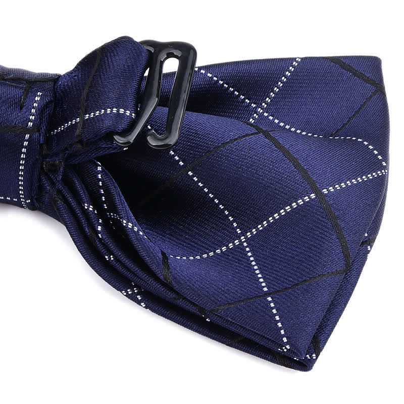 2Pcs Men's British Style Plaid Pattern Bow Tie Set