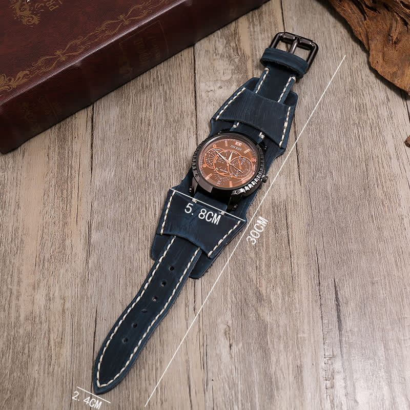 Men's Luxury Big Dial Bracelet Leather Watch