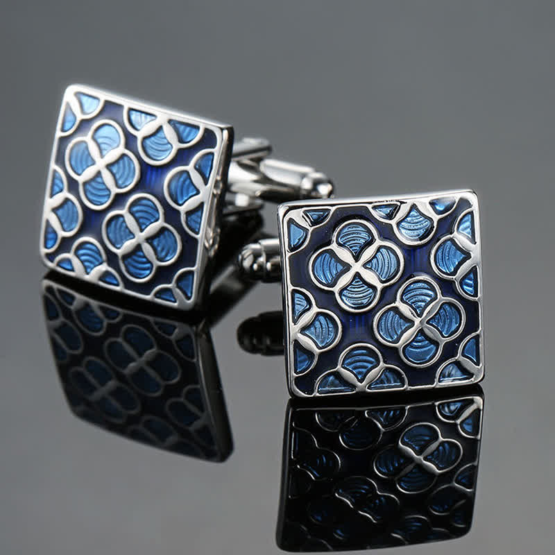 Men's Blue Series Enamel Square Cufflinks