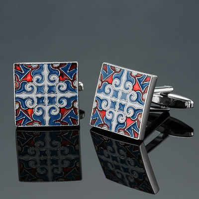 Men's Blue Series Enamel Square Cufflinks