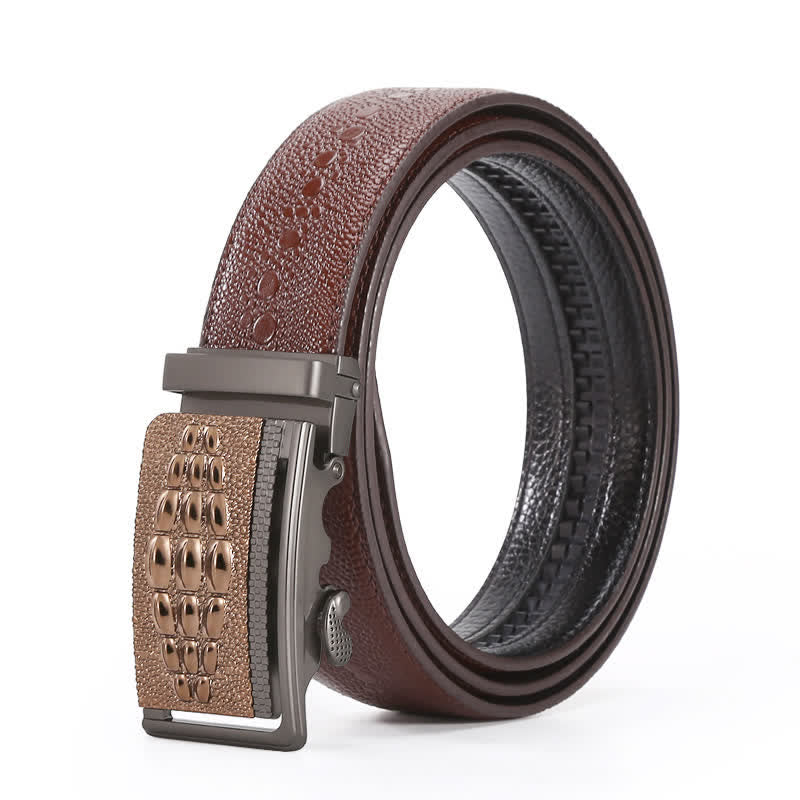 Men's Formal Crocodile Pattern Automatic Buckle Leather Belt