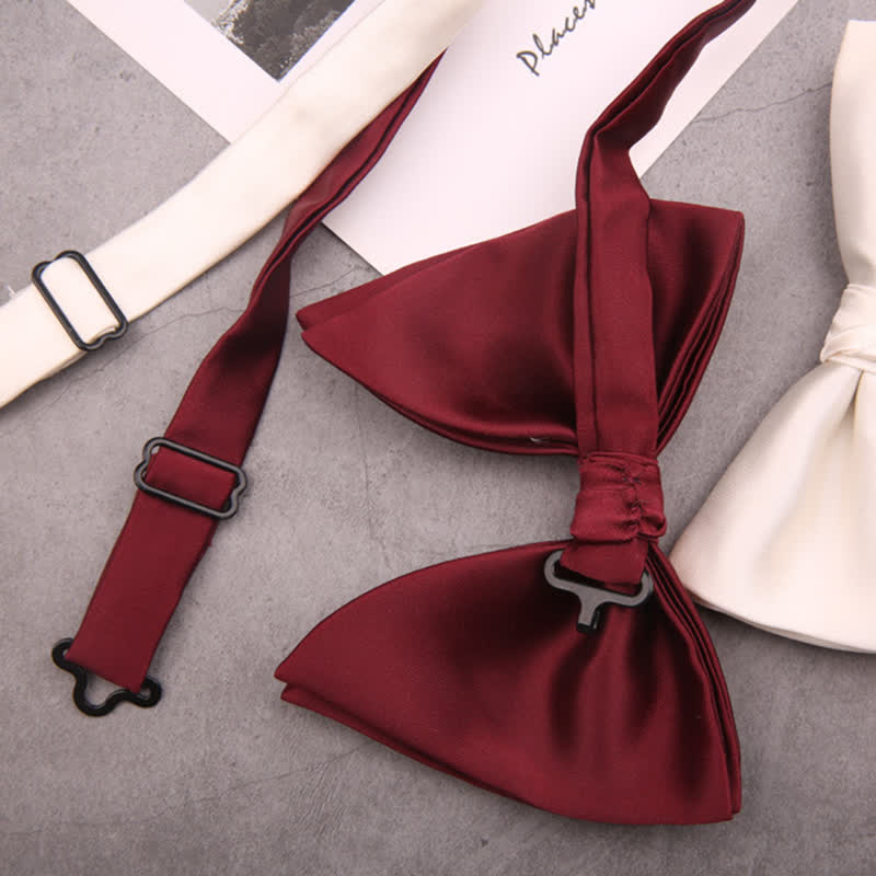 Men's British Style Solid Color Oversized Pointed Bow Tie