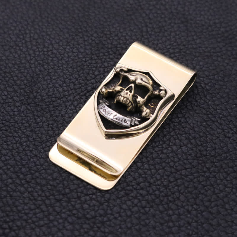 Good Luck 3D Skull Brass Money Clip