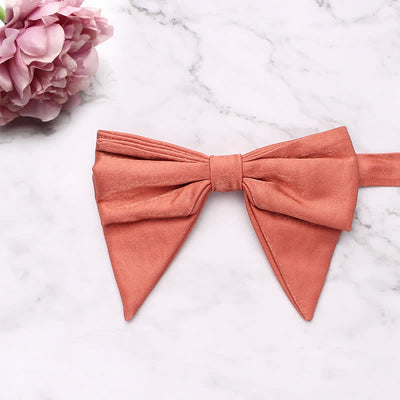 Men's Gloss Fabric Double Layered Oversized Pointed Bow Tie