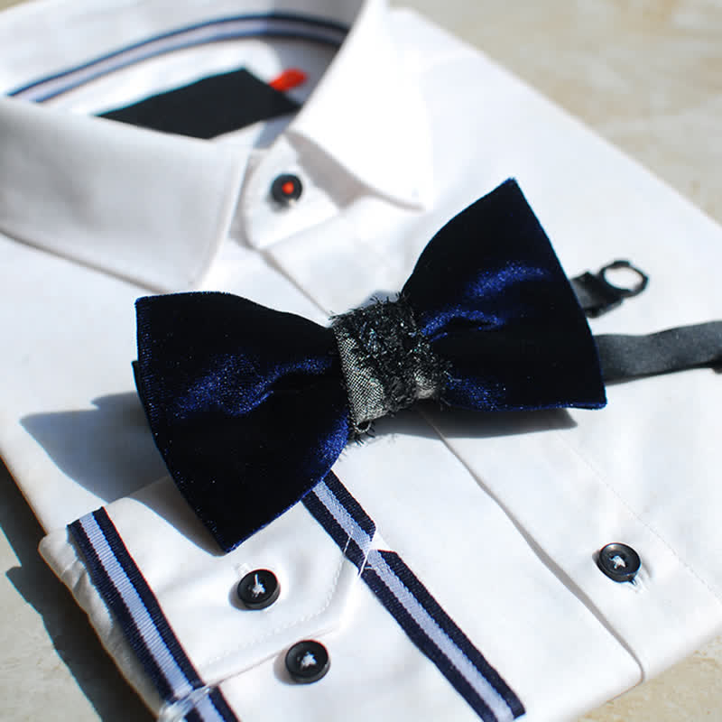 Men's Noble Navy Glossy Velvet Bow Tie
