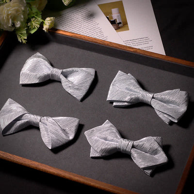 Men's Sparkle Silver Gray Series Twilled Bow Tie