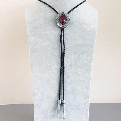 Vintage Ruby Western Indian Totem Bolo Tie