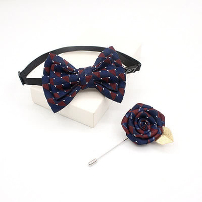 2Pcs Kid's Handmade Vintage Plaid Corsage Bow Tie Set