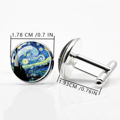 Men's Art Oil Painting Glass Dome Cufflinks