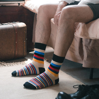 Men's Colorful Striped Classic Design Crew Socks