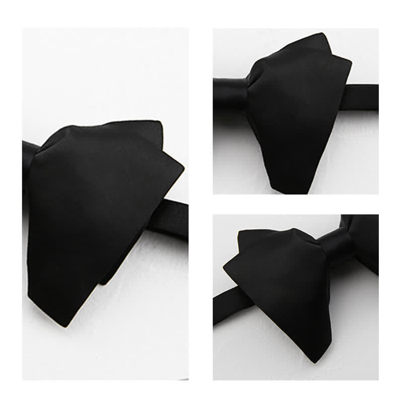 Men's Plain Solid Color Oversized Pointed Bow Tie