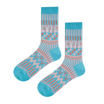 Colored Tribal-Like Pattern Cotton Socks