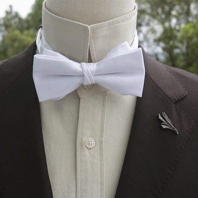 Men's Bright Double-Layered Solid Color Bow Tie