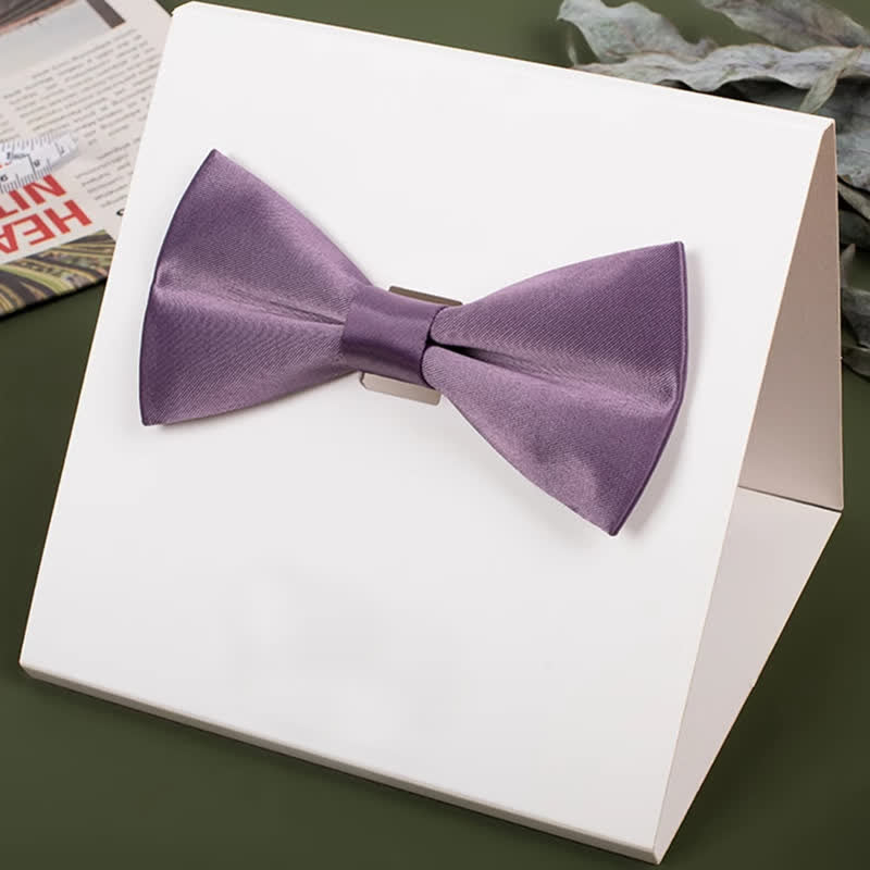 Men's Purple Mercerized Solid Color Bow Tie